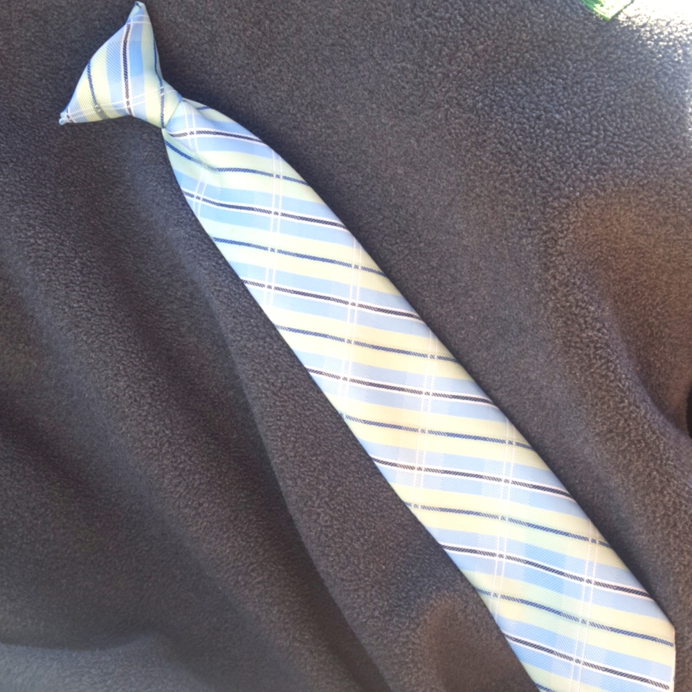 Clip-on Pastel Plaid Boys Tie. 8-12, 4/$20.00